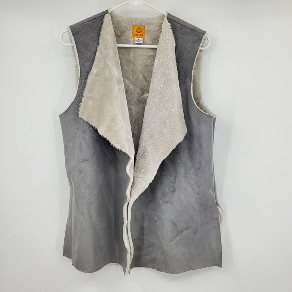 Ruby Rd Grey Faux Suede Women's Open Front Vest Size Medium - Picture 1 of 8